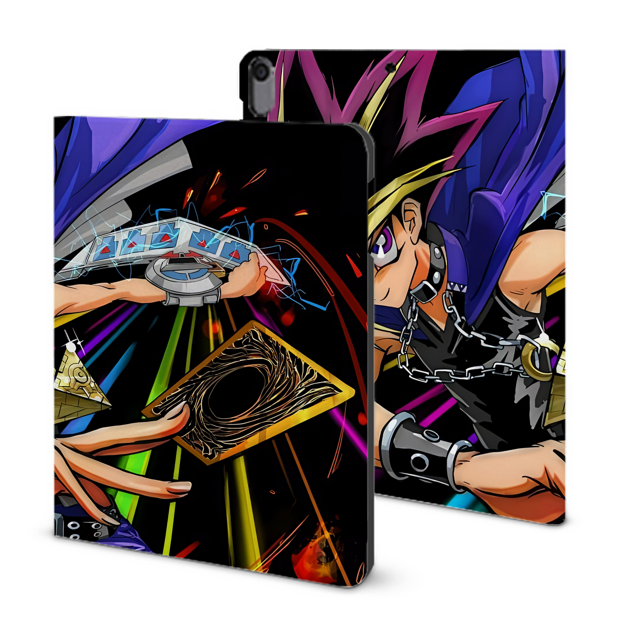 （画像用） 遊☆戯☆王 Yu-Gi-Oh! IPad ケース ブック型 PUレザー TPU 耐衝撃 軽量 薄型 ペン収納なし 全面保護 IPad 各モデル対応